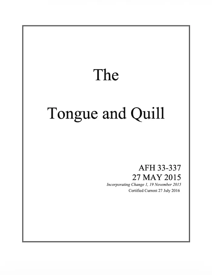 Cover of AFH 33-337, The Tongue and Quill